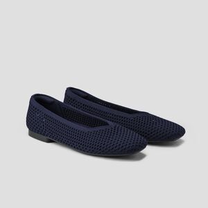 Vivaia Margot Square-toe V-cut Mesh Slip On Flats In Navy Sz 6.5-7 Women's